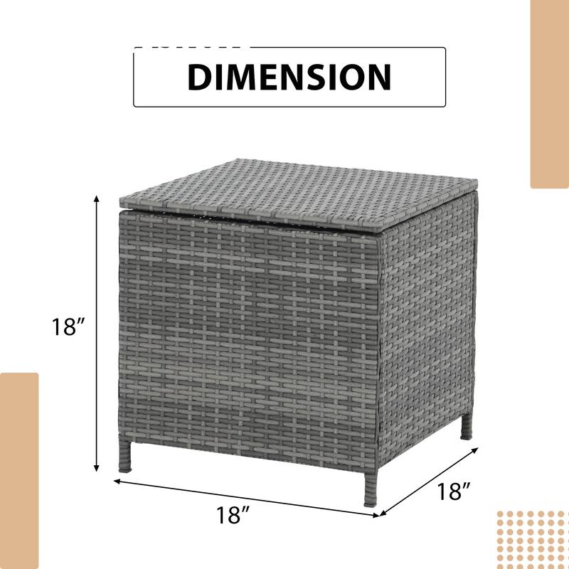 Square Wicker Outdoor Coffee Table with Hidden Storage