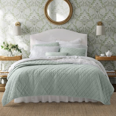 Laura Ashley Solid Diamond Velvet Bonus Quilt Set
