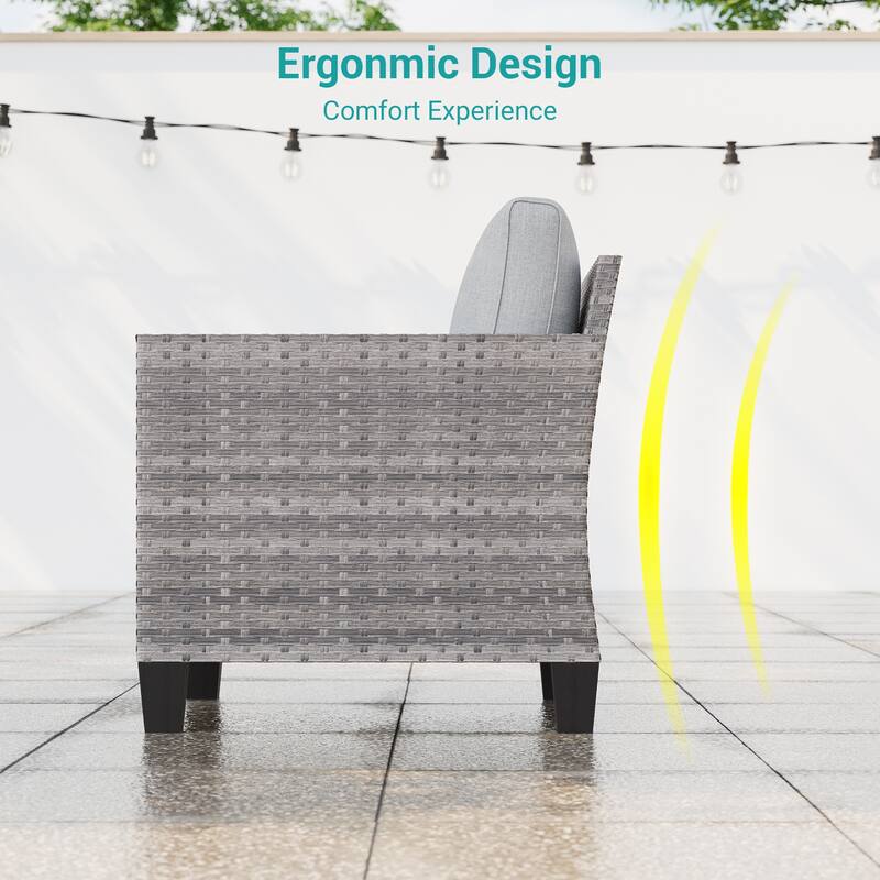 LIVOOSUN 2Pcs Outdoor Seating Sets Patio Grey Rattan Furniture Chair