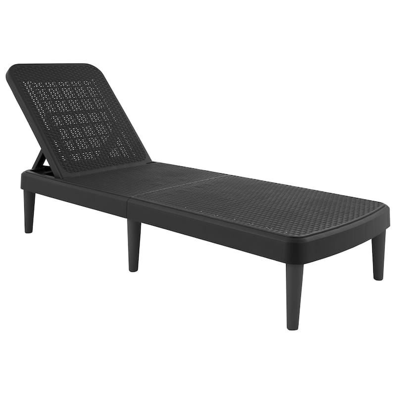 75" Black Heavy Duty Plastic Outdoor Stacking Chaise Lounge