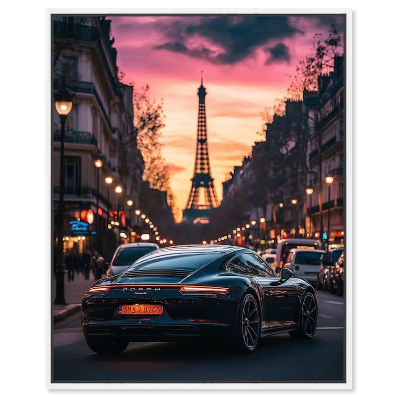 Parisian Porsche Twilight I Canvas by Art Remedy - 20" x 24" - White