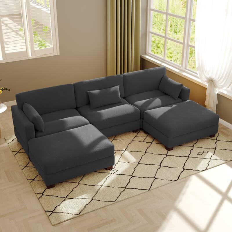 Modern U-shaped Modular Corduroy Sectional Sofa