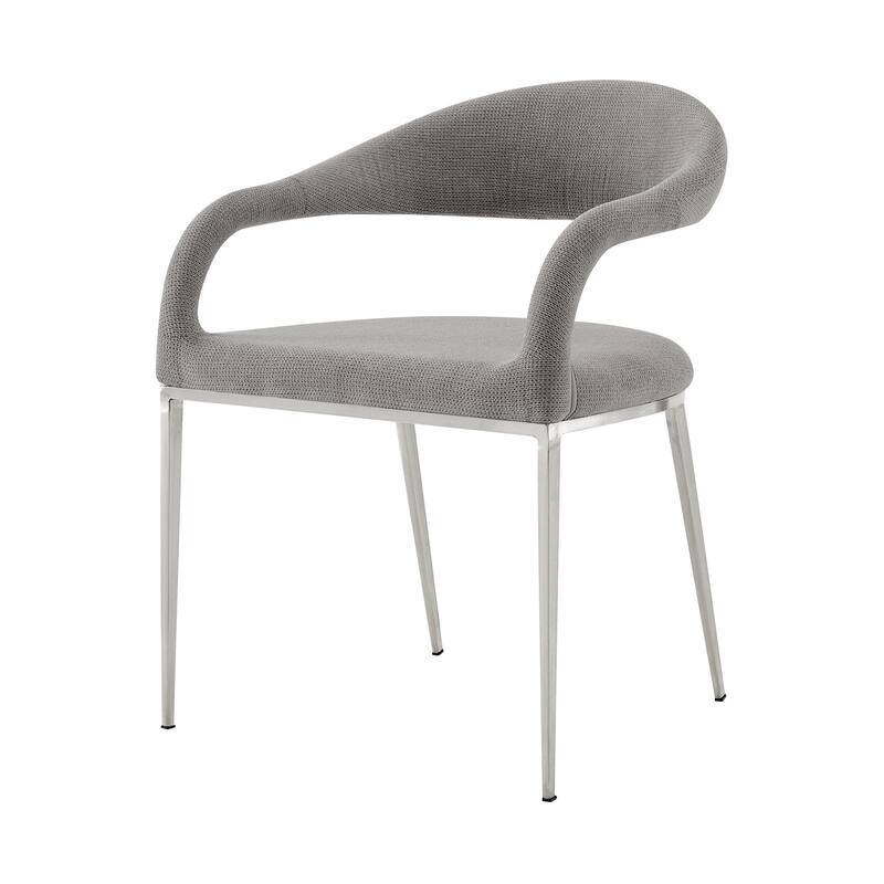 HomeRoots Set of Two Gray And Silver Upholstered Polyester Open Back Dining Arm Chairs