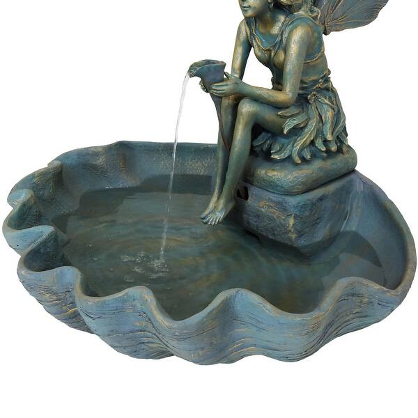 Sunnydaze Fairy Shell Outdoor Water Fountain Garden Backyard Feature 30 Overstock 11594639