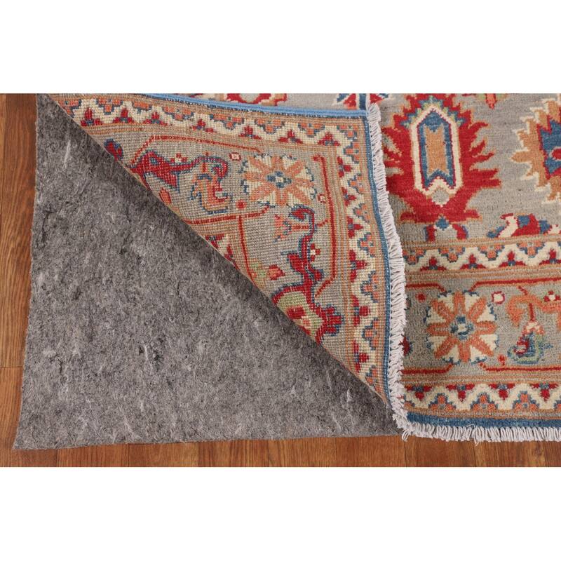 Grey Kazak Area Rug Hand-Knotted Traditional Wool Carpet - 4'10" x 6'6"