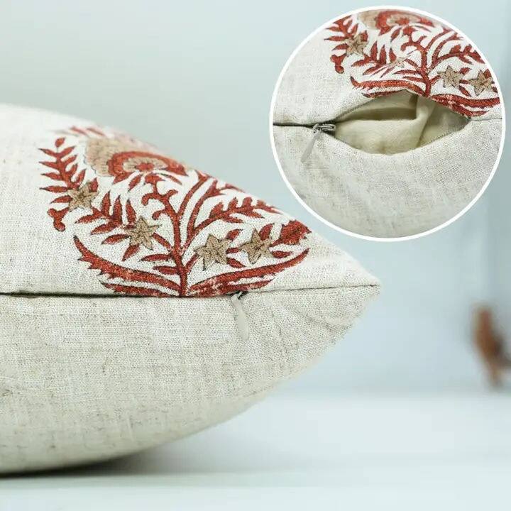 Natural Floral Dyed Block Print Pillow cover - Vanshika Mohini