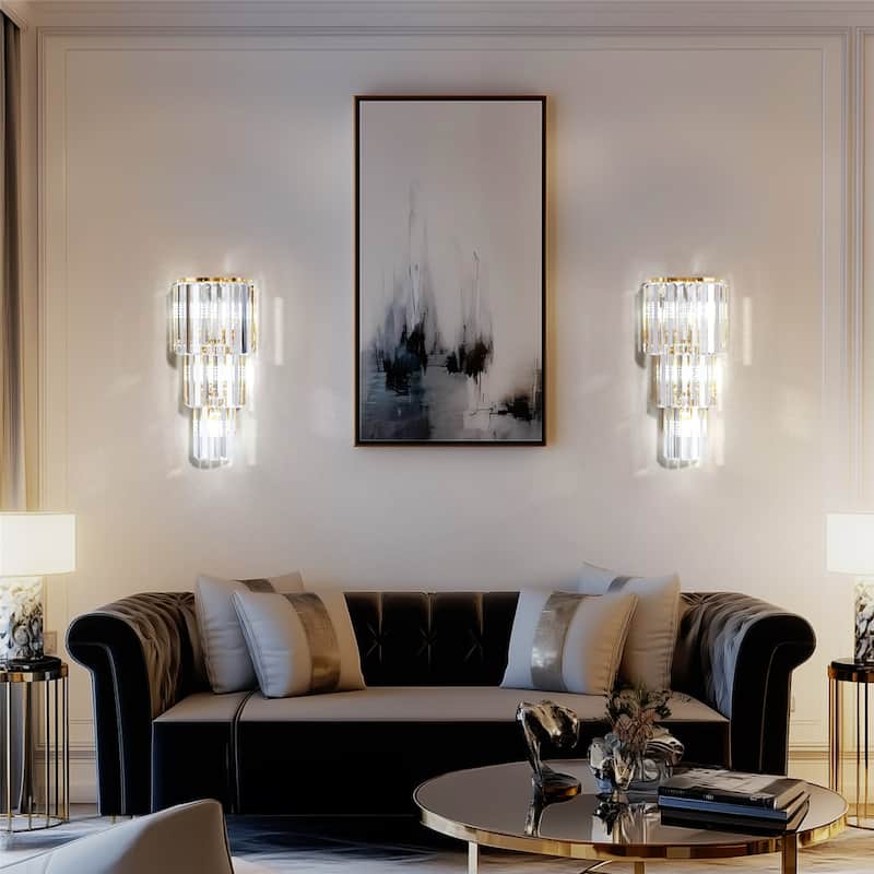 Modern Wall Sconce Contemporary Crystal Gold Bathroom Light Fixtures