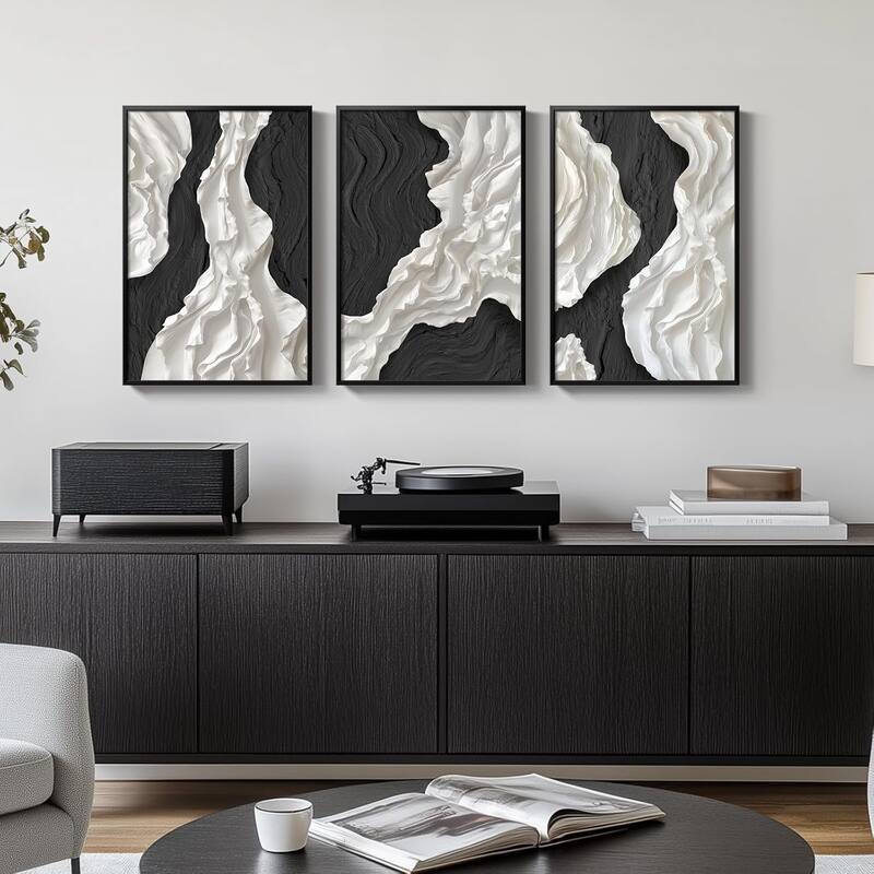Framed Black and White Abstract Wall Art