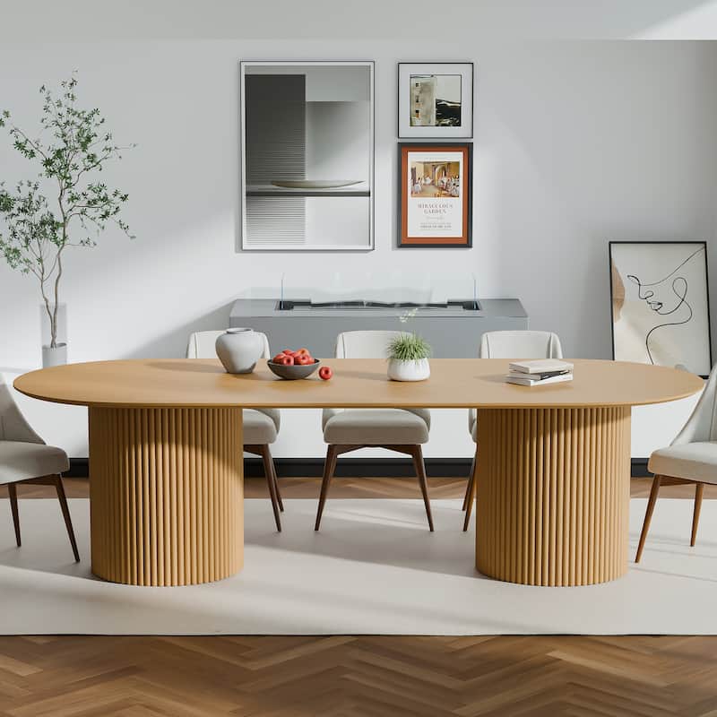 86" Big Solid Wood Oval Dining Table Kitchen Table for Family