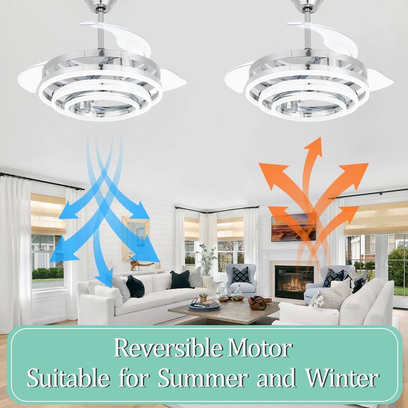 Oaks Aura 42in.Dimmable LED DIY Shape Modern Ceiling Fan With Lights, 6-Speed Latest DC Motor Quiet Ceiling Fan With Remote