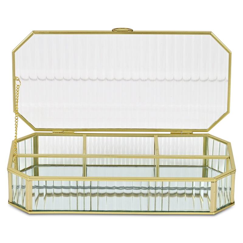 Zelara 11.6" Fluted Glass Mirrored Display Box - N/A