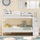 preview thumbnail 3 of 33, Twin Over Twin Bunk Bed with Storage Staircase and Full-Length Guardrail, Divided into 2 Platform Beds, Solid Pinewood Frame