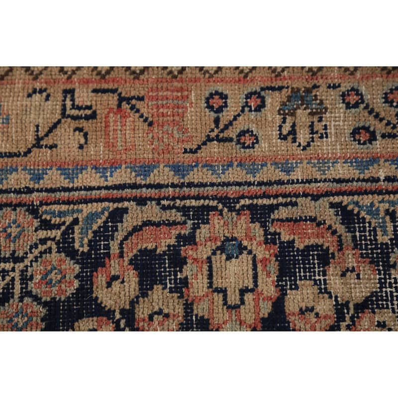 Medallion Pink Mashad Persian Vintage Area Rug Handmade Wool Carpet - 6'5" x 9'4"