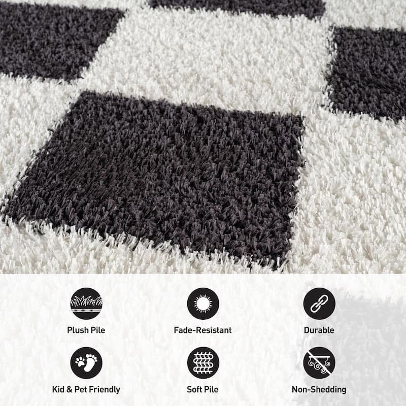 Diamond Wave Shag Rug - Cozy Feel for Living Room, Bedroom, or Entryway - Anthracite Dark Gray - Medium Pile