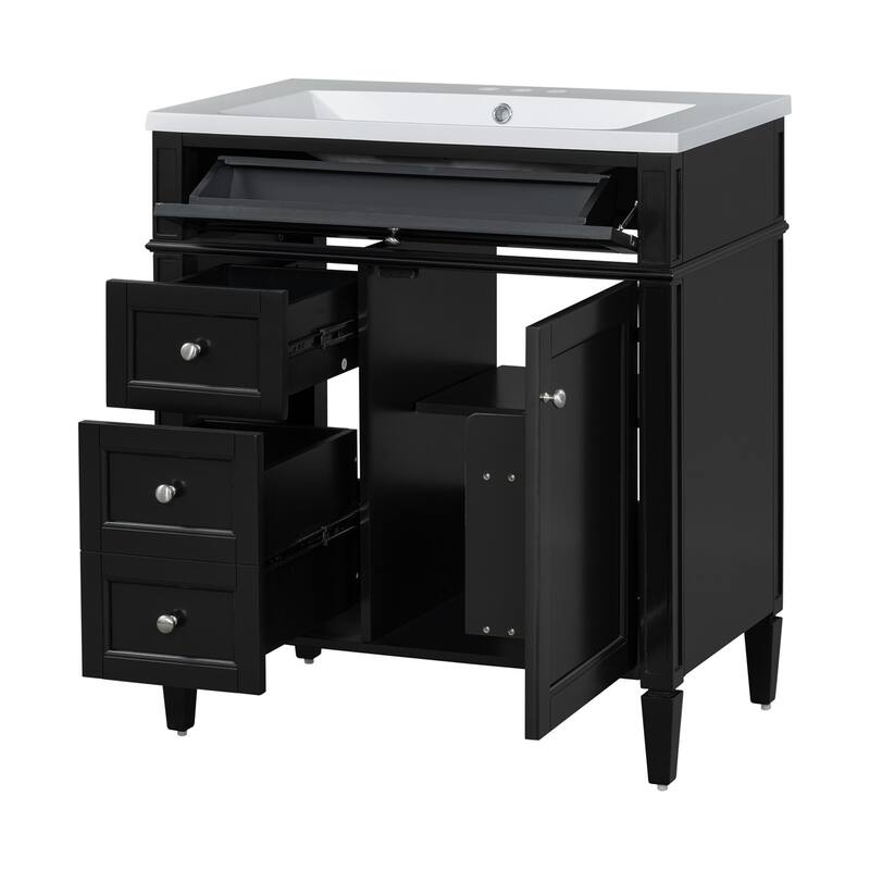 30'' Bathroom Wood Storage Vanity Cabinet with Top Sink and Drawers