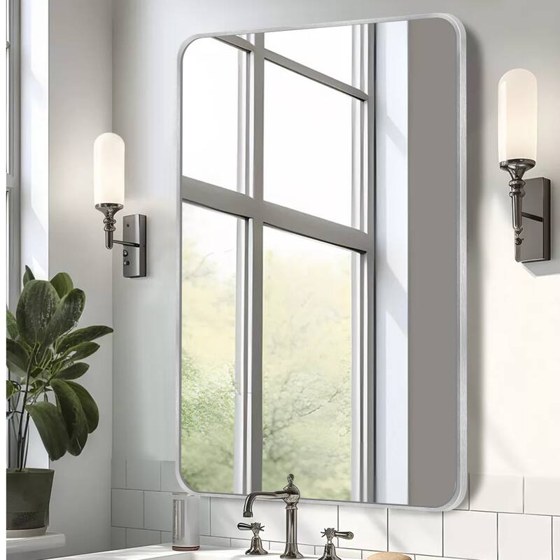 Wall Mount Bathroom Rectangle Vanity Mirror (Horizontal/Vertical) - 20x30 - Silver