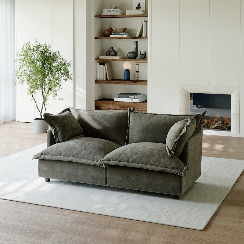 80"W Upholstered Chenille Comfy Cloud Couch Modular Sectional Sofa