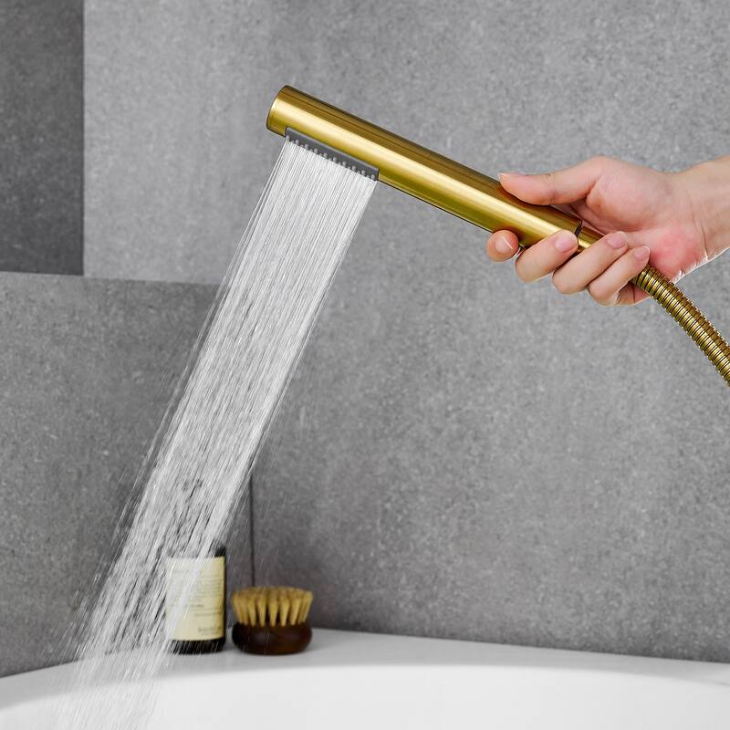 Altair Recea Triple Handle Deck-Mount Roman Tub Faucet with Diverter and Handshower
