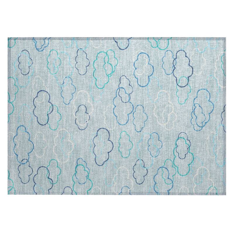 Machine Washable Indoor/ Outdoor Modern Clouds Chantille Rug