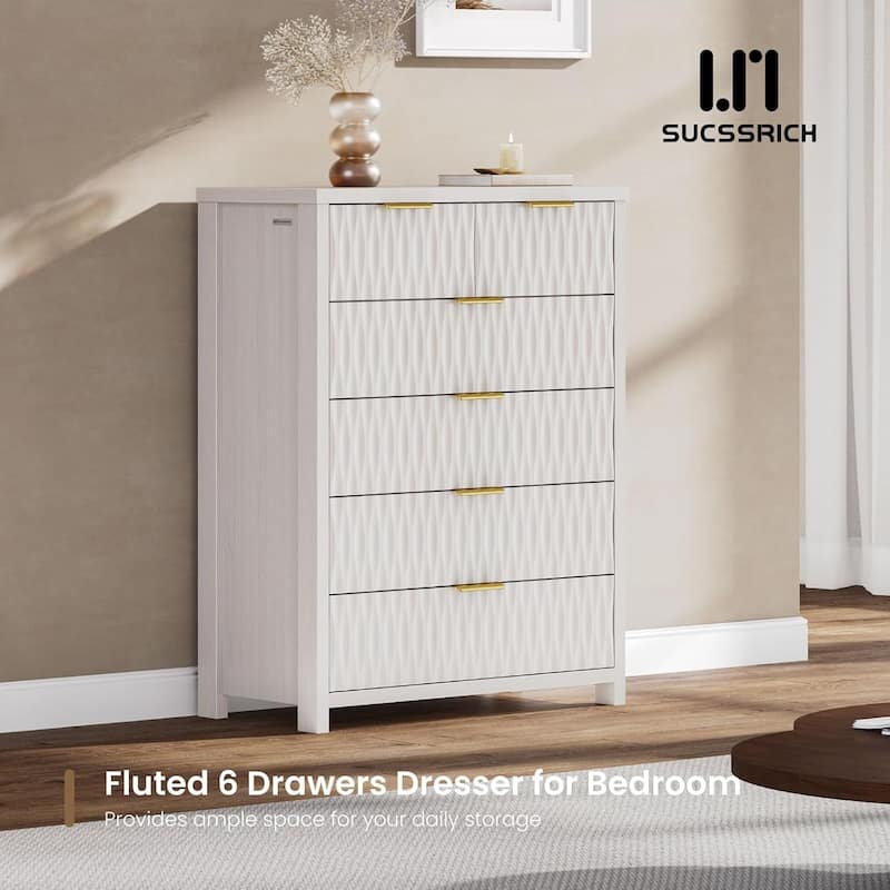 Fluted Bedroom Dresser Drawers TV Stand Drawer Organizer