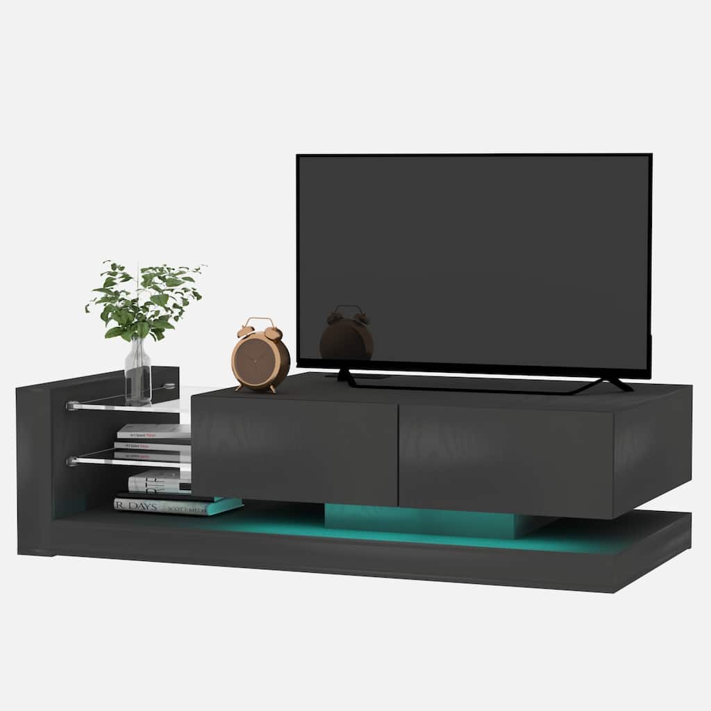 Black 71" TV Console with RGB Lights & Storage for TVs Up to 70"