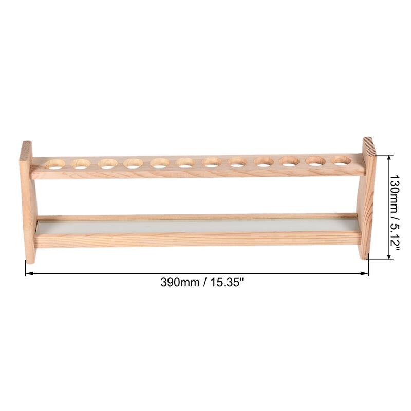 Wooden Test Tube Holder Rack 12 Wells for 25ml Centrifuge Tubes - Wood color - 390mm x 63mm x 130mm - Wood color - 390mm x 63mm x 130mm