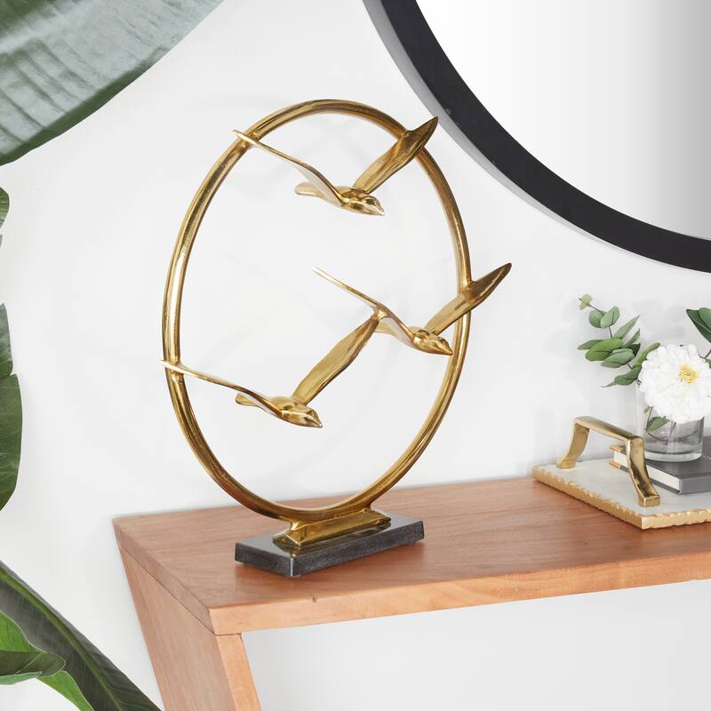 Aluminum Modern Sculpture Bird 18 x 19 x 5 - 19 x 5 x 18Round - Gold