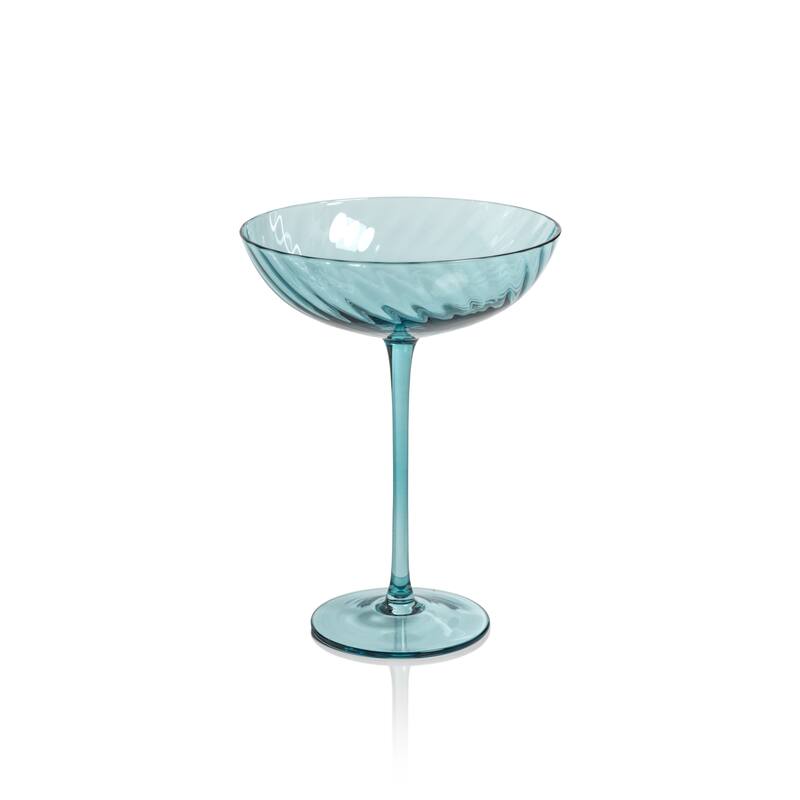 Sesto Optic Swirl Cocktail Glasses, Set of 4 - Blue