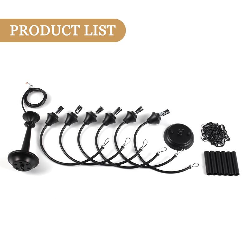 6-Light Modern Chandelier , Farmhouse Candle Chandelier for Dining Room Living Room Bedroom Kitchen - W24.4"x H15.55"