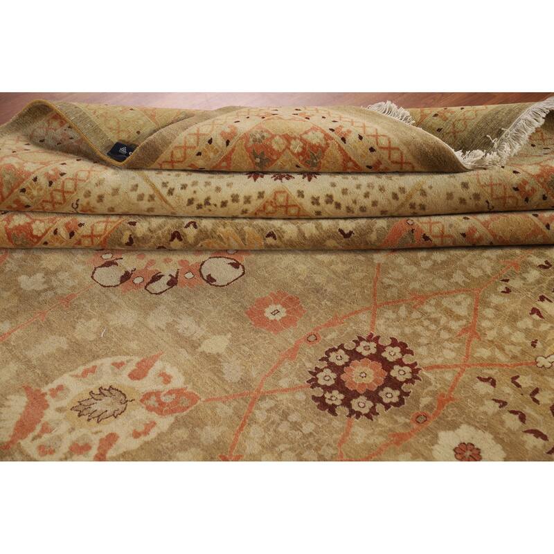 Floral Tabriz Oriental Large Rug Hand-Knotted Wool Carpet - 12'2"x 17'10"
