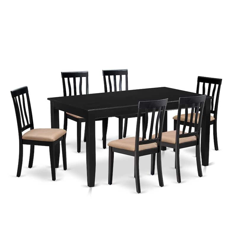 Dining Set 7 Piece - Asian Hardwood Table & Chairs - Modern Refined Design