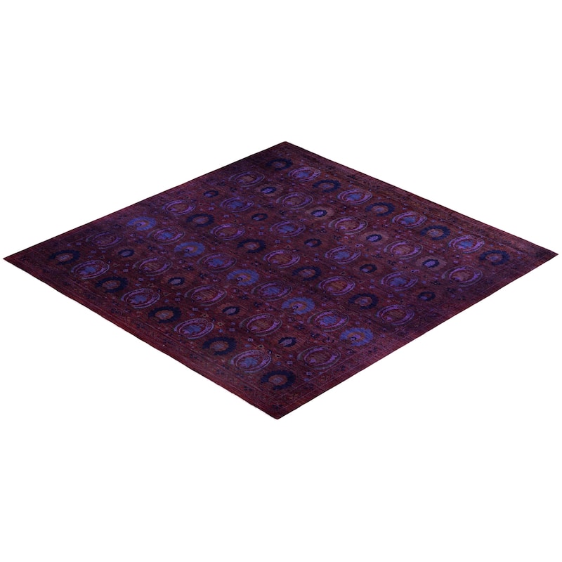 Overdyed One-of-a-Kind Hand-Knotted Square Area Rug - Red - 12' 1" x 12' 4"