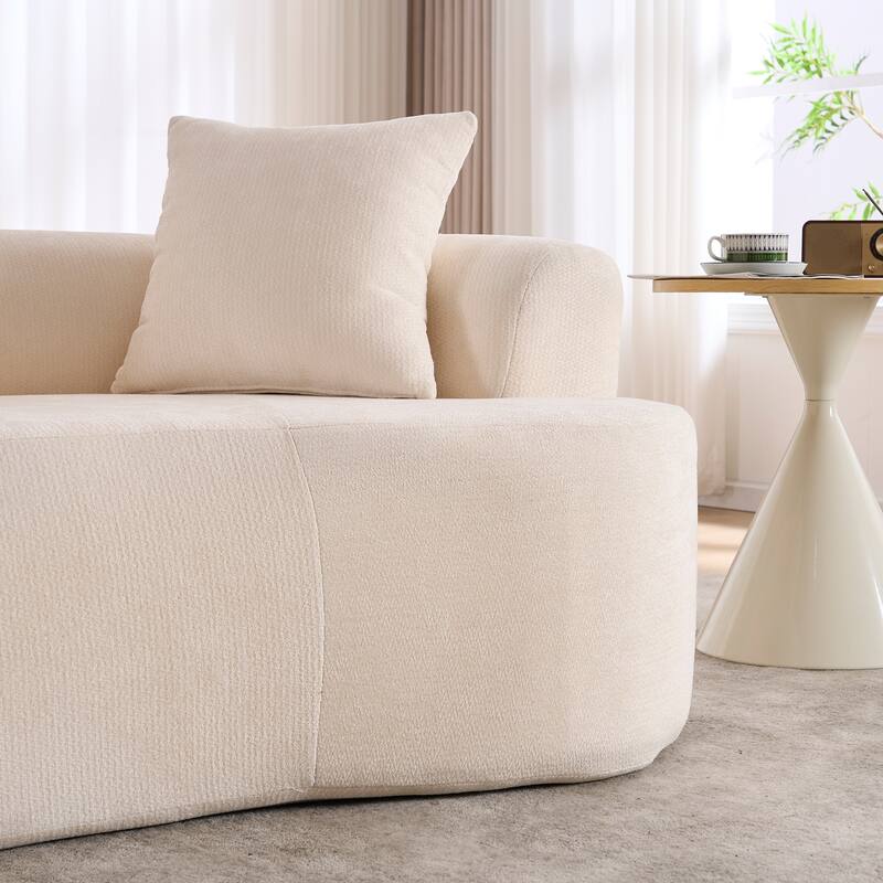 GDFStudio - Modern Crescent-Shaped Chenille 79" 3-Seater Sofa