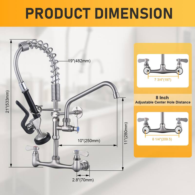WOWOW Pull Down Sprayer Commeicial Faucet with Pre-Rinse Sprayer