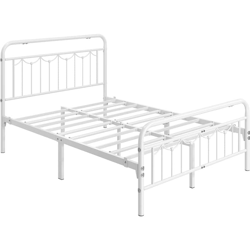 Yaheetech Metal Platform Bed Frame with Vintage Headboard and Footboard Metal Bed Base