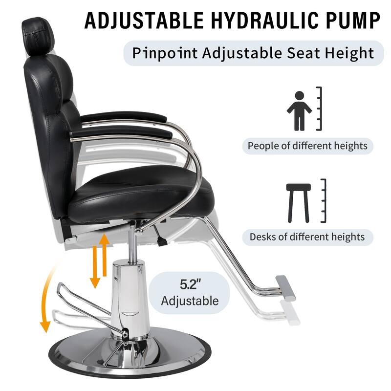 Premium Reclining barber Chair Salon Chair for Hair Stylist - N/A