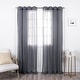 preview thumbnail 6 of 34, Aurora Home Linen-Textured Semi-Sheer Grommet Curtains 84 - Dark Grey
