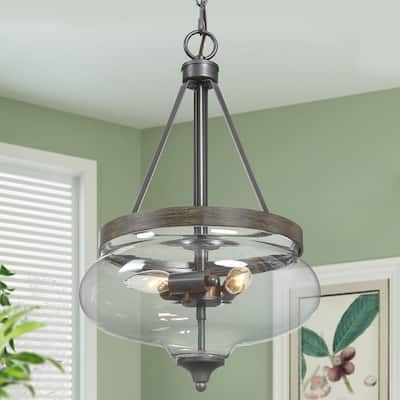 Farmhouse 3-light Glass Ceiling Pendant Lights Chandeliers for Kitchen Island Dining, Living Room