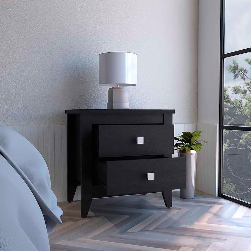 Nightstand With Two Shelves And Four Legs