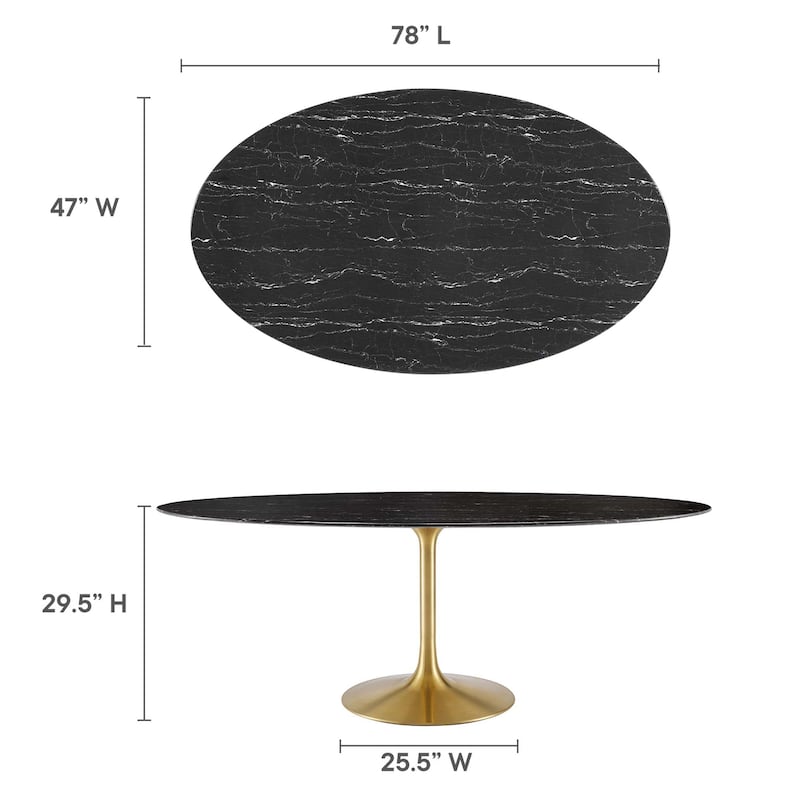 Lippa Oval Artificial Marble Dining Table