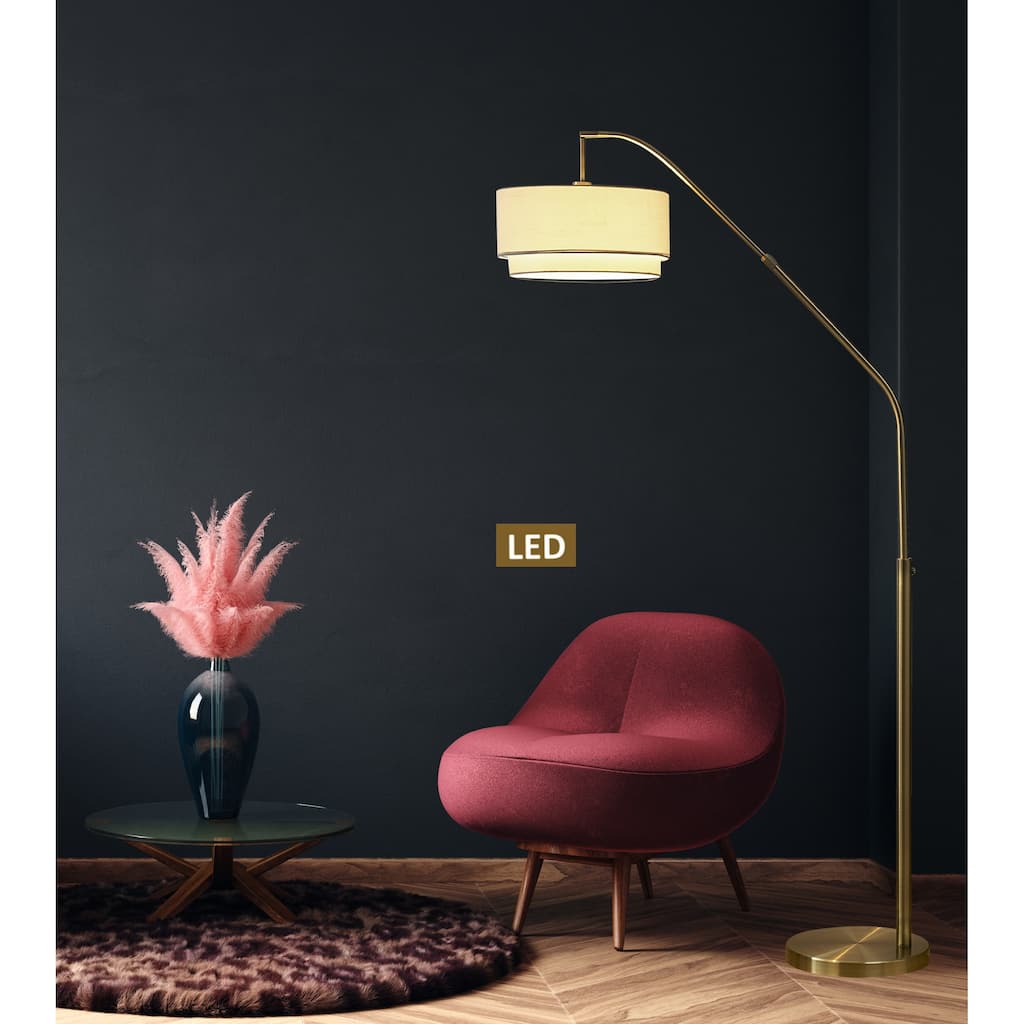 Artiva USA Ariana II extendable LED Double Shade Arched Floor Lamp - 80