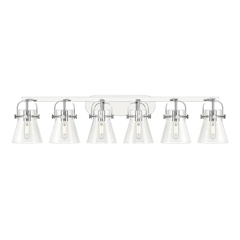 Innovations Lighting 423-6W-10-46 Pilaster II Cone Vanity Pilaster II - Polished Chrome / Clear
