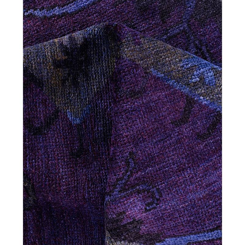 Overdyed One-of-a-Kind Hand-Knotted Square Area Rug - Purple - 5' 1" x 5' 3"
