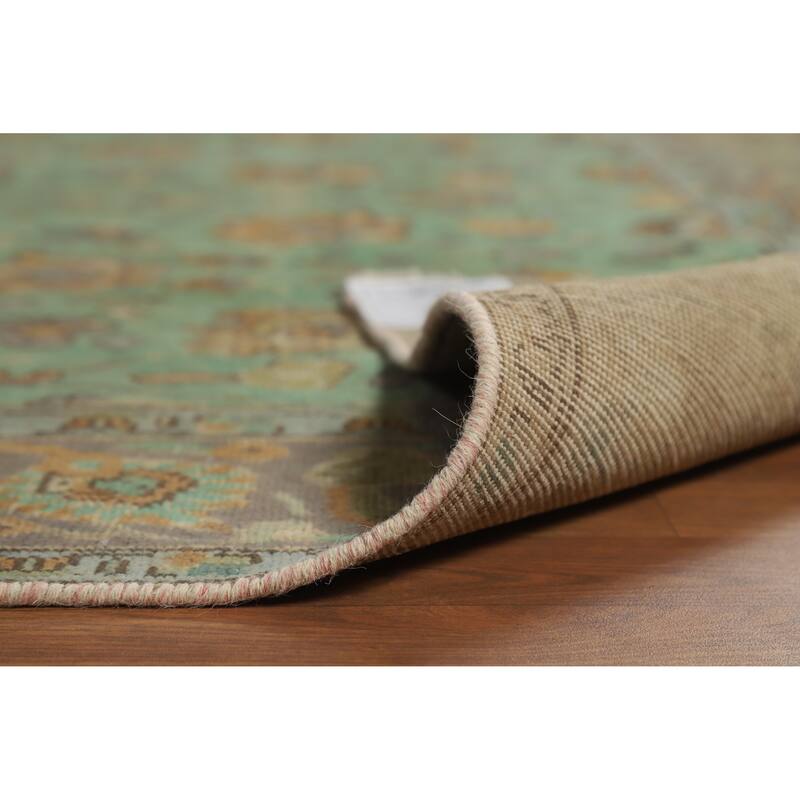 Hand Knotted Oriental 100% Wool Carpet Traditional All-Over Green Tabriz Area Rug - 10' 10'' X 8' 7''