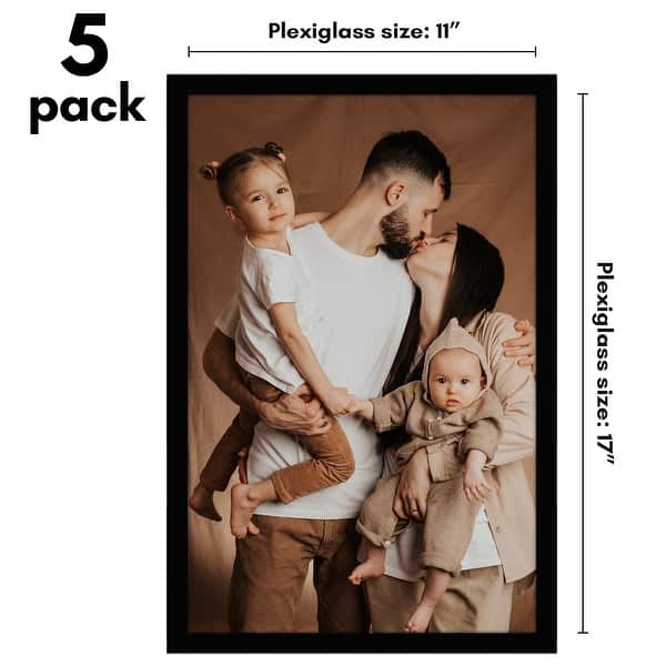 dimension image slide 0 of 22, Americanflat 5 Pack of Picture Frames with Mat - Plexiglass Cover