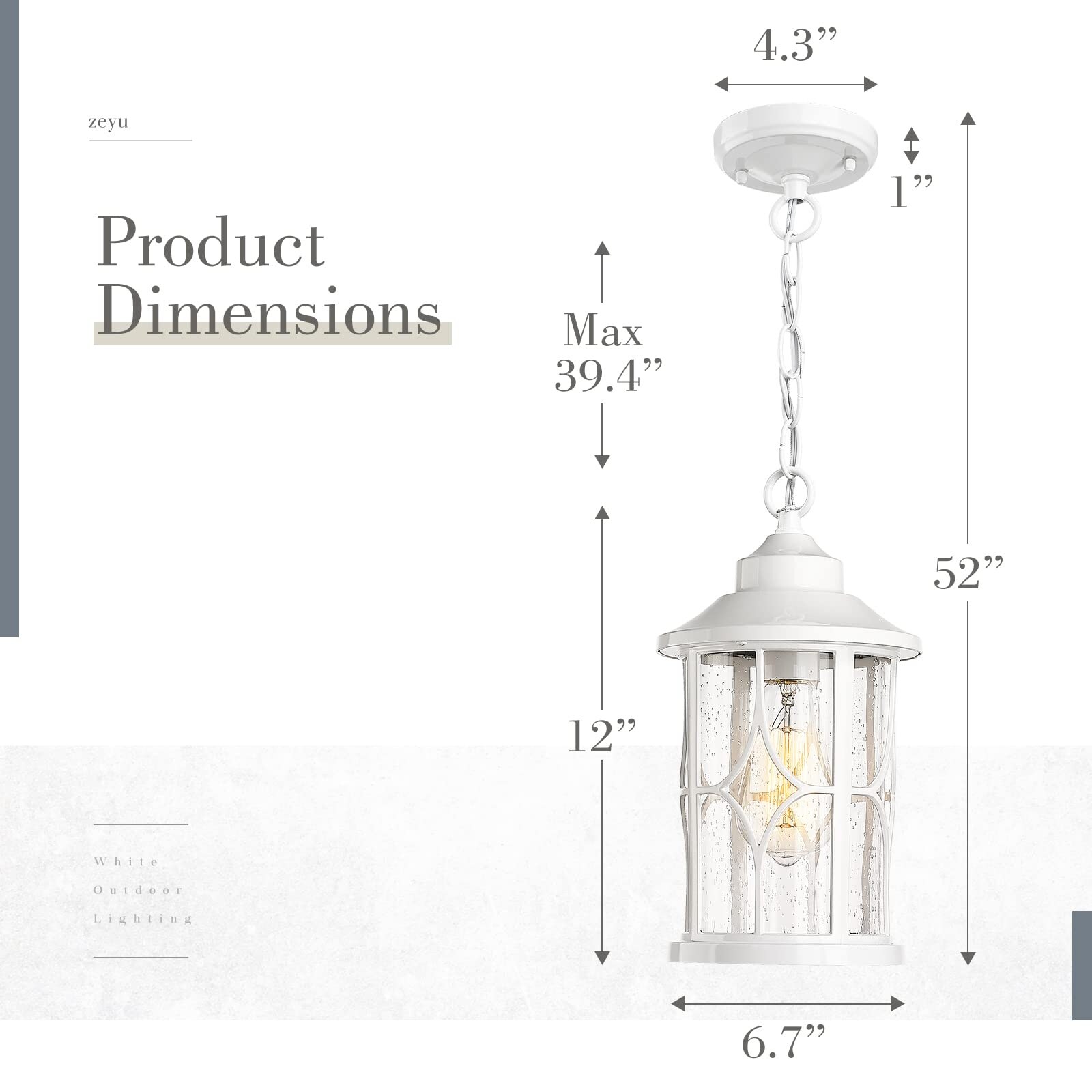 Large Outdoor Indoor Pendant Light 2-Light, Modern Black Metal Outside