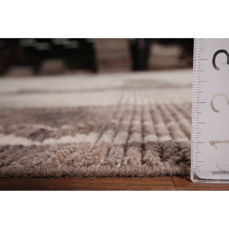 Earth Tone Moroccan Modern Area Rug Handmade Wool Carpet - 9'0"x 12'0"