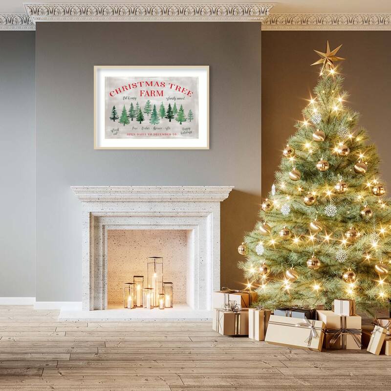 Christmas tree farm sign by Rosana Laiz Blursbyai Wood Framed Wall Art Print