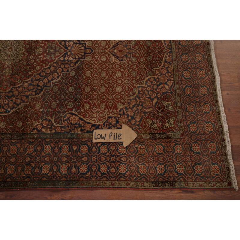 Pre-1900 Antique Kashan Mohtasham Persian Rug Handmade Wool Carpet - 4'4" x 6'5"