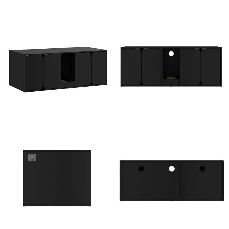 Cat Litter Box Enclosure, Wooden Large Cat Washroom Storage Cabinet